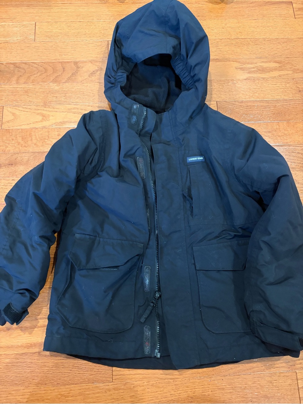 Lands' End Kids Black Hooded Coat